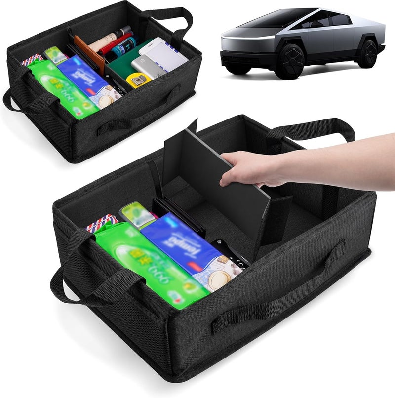 AUTOFIT 2PCS Cybertruck Under Seat Storage Box - Truck Under Seat Tool Box for 2024 2025 Tesla Cybertruck with Removable Dividers, 600D Oxford Cloth, Cybertruck accessories Mesh Organizer - Image 1